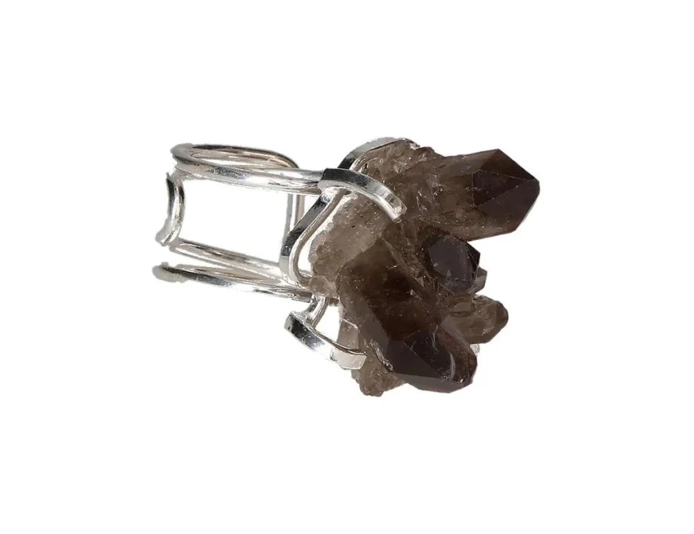 Smokey Quartz Cluster Arc And Wire Ring Silver 613514 - Image 2