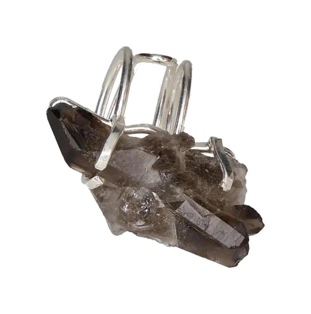 Silver Arc and Wire Ring with Smoky Quartz Cluster β Grounded Elegance and Natural Warmth 597784 P30 - Image 3