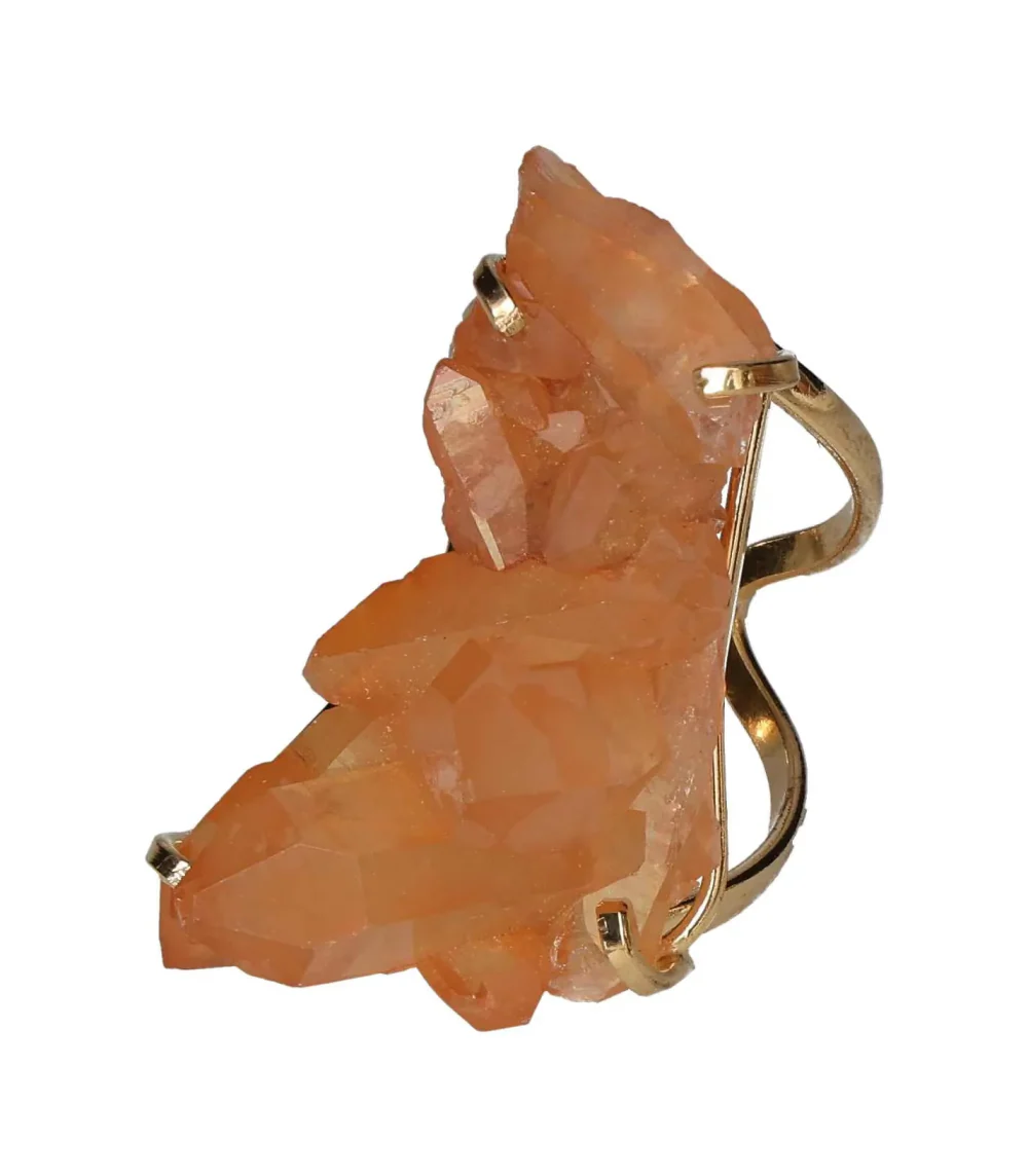 Gold Wire Ring with Tangerine Quartz Cluster Arc – Creativity and Bold Light 596794 P30 - Image 2