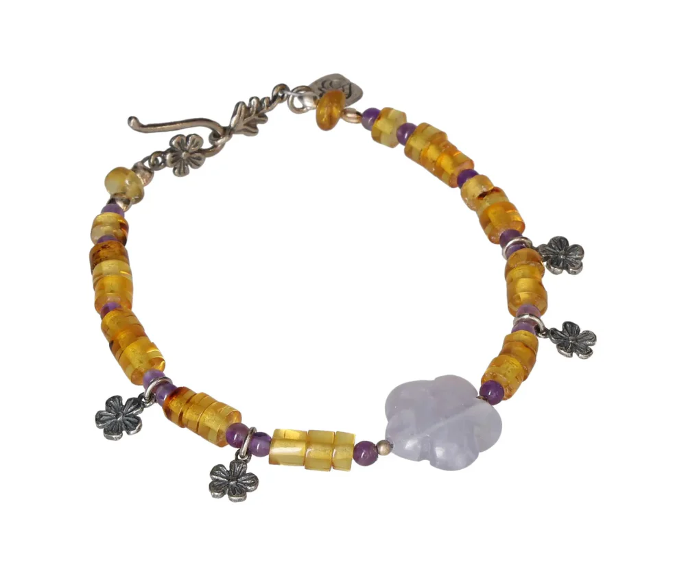 Wildflower Bracelet β 18.5 CM Sunlit amber, soft petals, and silver blossoms 609395 - Image 3