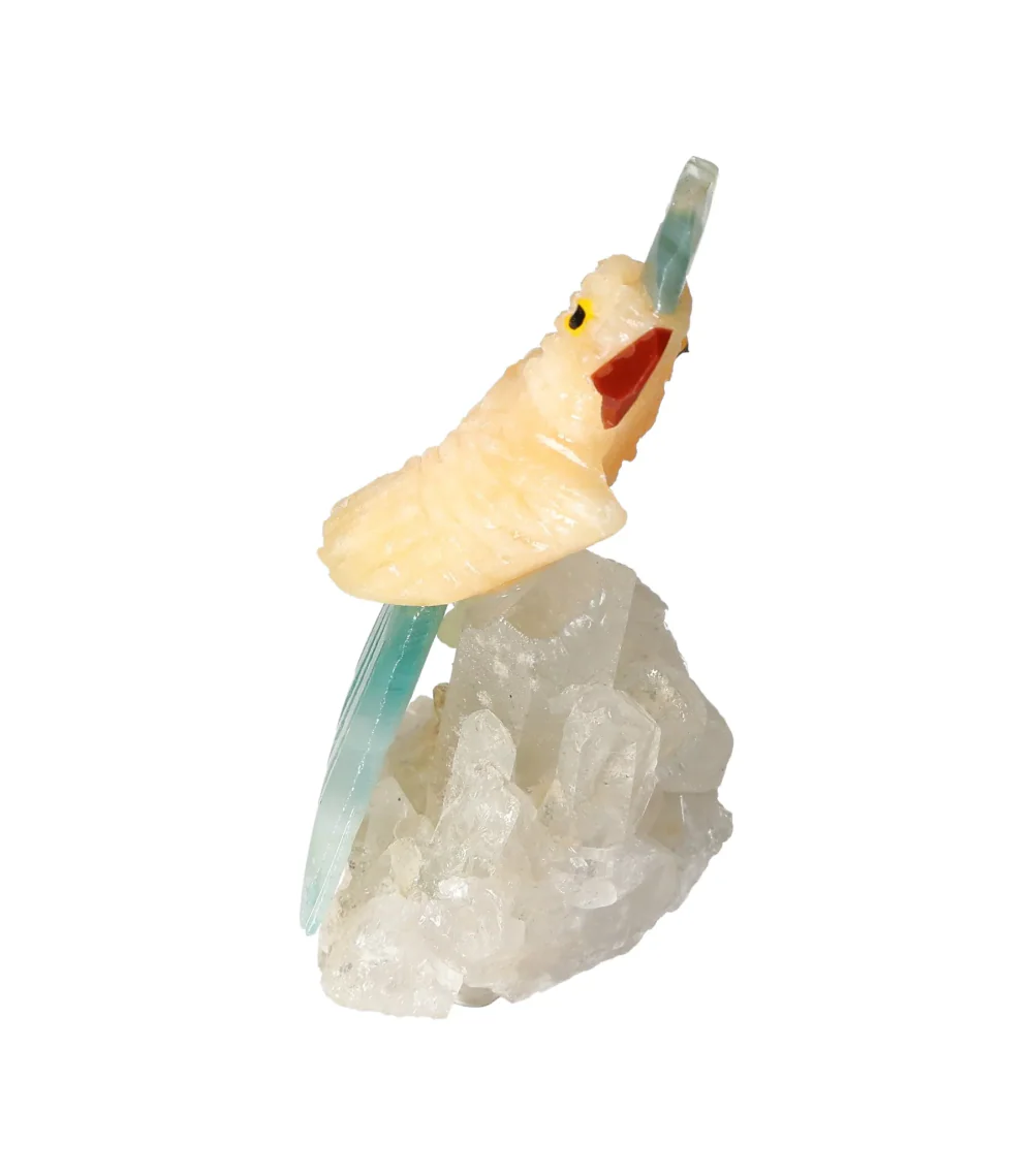 Yellow Calcite Parrot On Quartz 636568 - Image 3