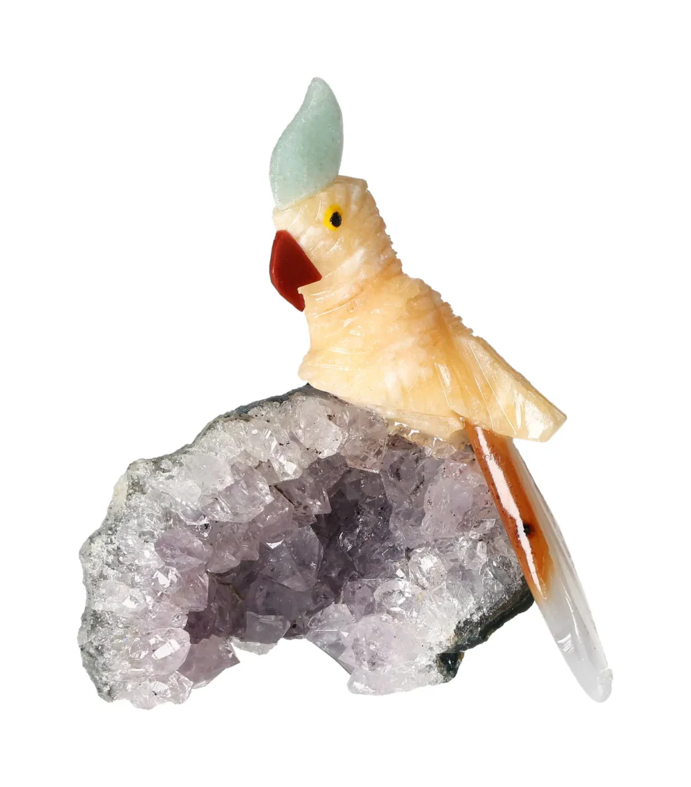 Yellow Calcite Parrot On Quartz 636568 - Image 4