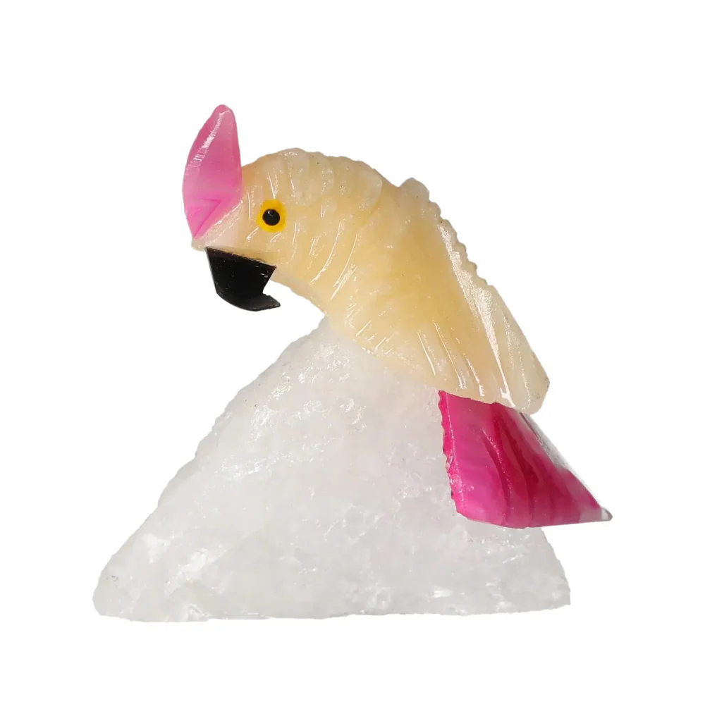 Yellow Calcite Parrot On Quartz 636582 - Image 3