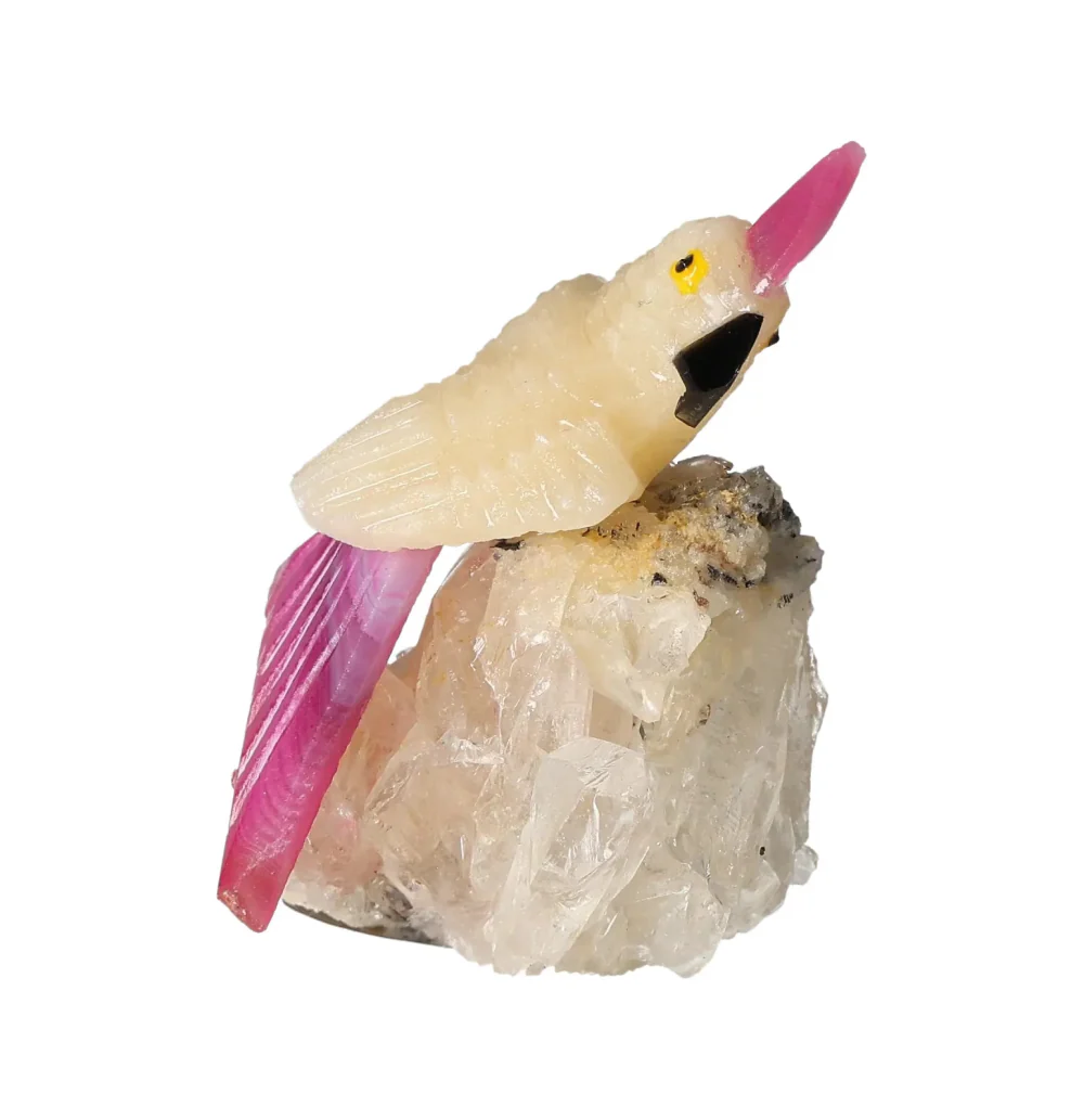 Yellow Calcite Parrot On Quartz 636582 - Image 4