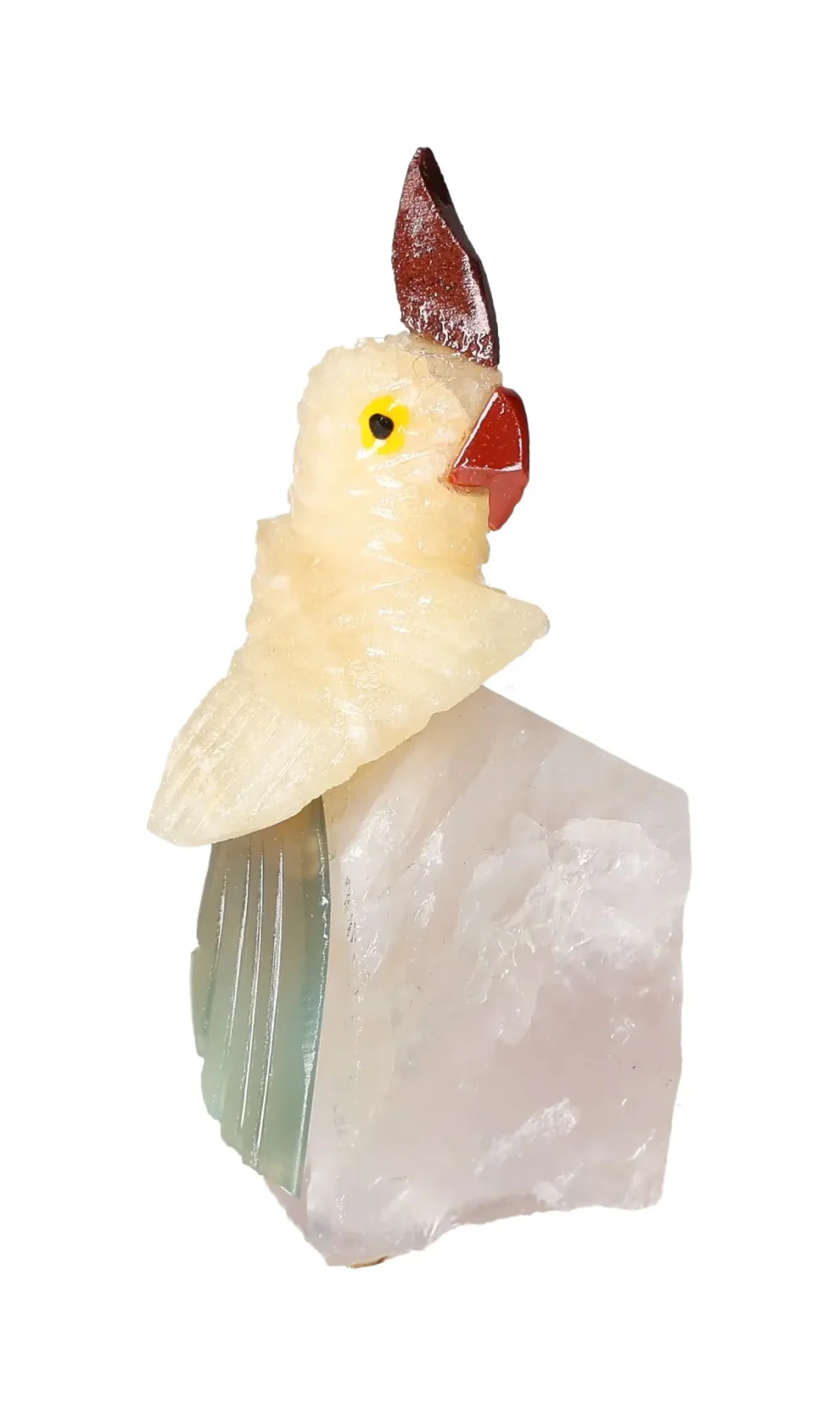 Yellow Calcite Parrot On Quartz 636681 - Image 3