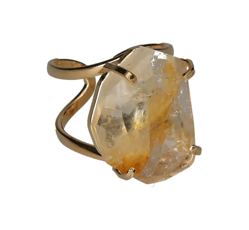 Yellow Quartz Inclusion Faceted Arc And Wire Ring Gold 602747 P30