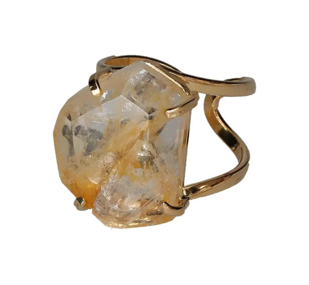 Yellow Quartz Inclusion Faceted Arc And Wire Ring Gold 602747 P30 - Image 2