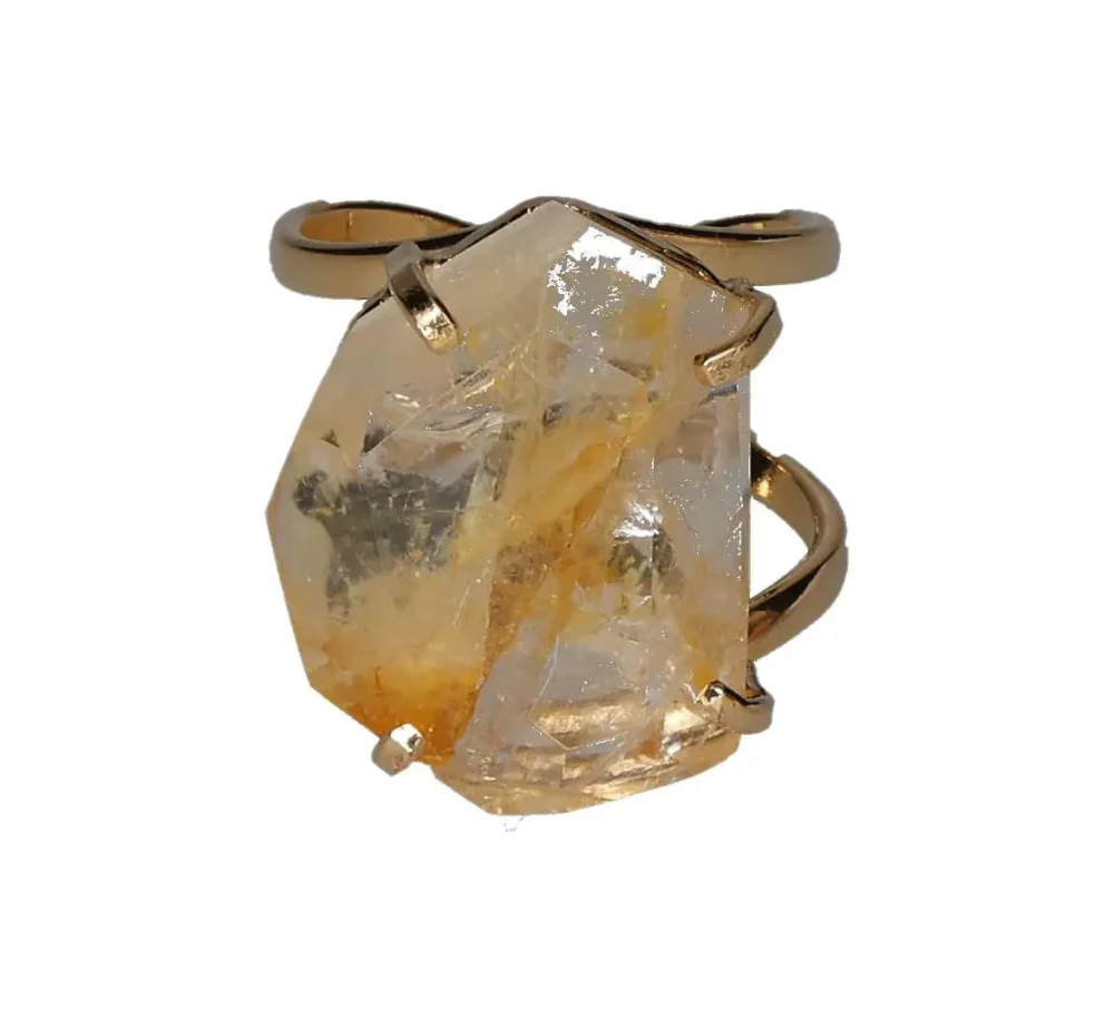 Yellow Quartz Inclusion Faceted Arc And Wire Ring Gold 602747 P30 - Image 3